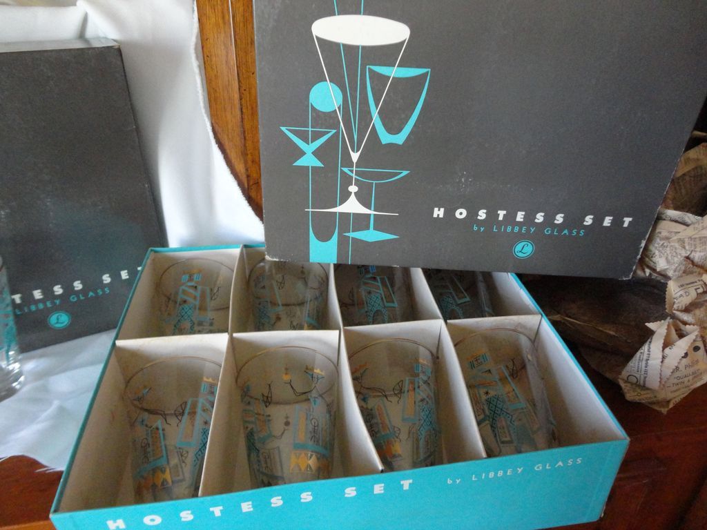 Vintage Libby Hostess Sets (2) lot of 16 Monte Carlo 1950's Mad Men Vintage Libby Hostess Sets (2) lot of 16 Monte Carlo 1950's Mad Men