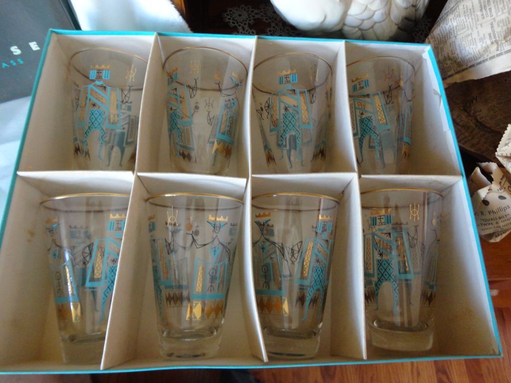 Vintage Libby Hostess Sets (2) lot of 16 Monte Carlo 1950's Mad Men Vintage Libby Hostess Sets (2) lot of 16 Monte Carlo 1950's Mad Men