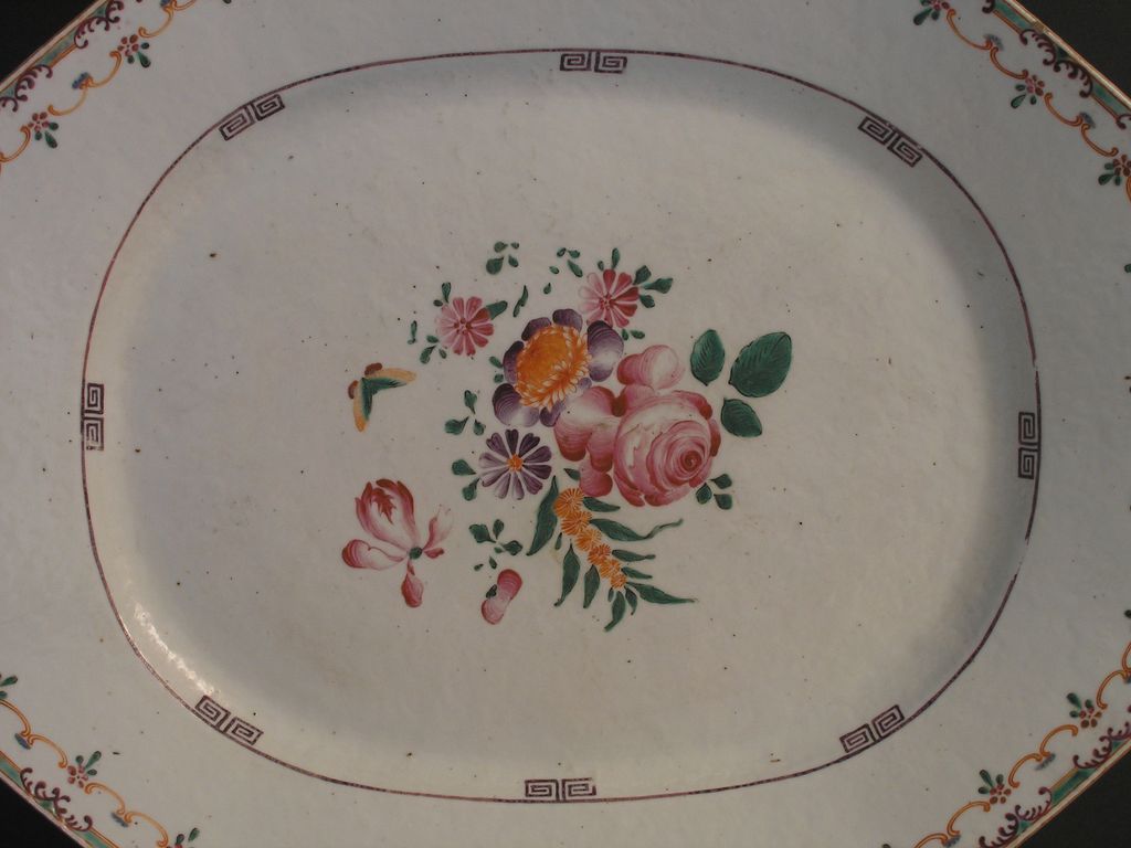 Pair 18th C. Famille Rose 17" Platters Porcelain and Enamel - 18th Century, China Pair 18th C. Famille Rose 17" Platters Porcelain and Enamel - 18th Century, China