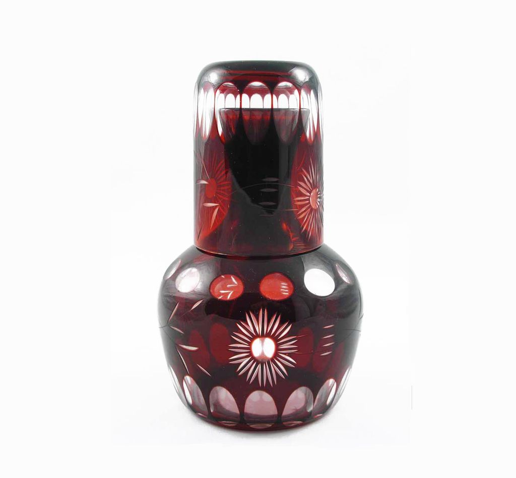 Antique Red to Clear Bohemian Glass Tumbler & Pitcher - c. 1900's, Bohemia Antique Red to Clear Bohemian Glass Tumbler & Pitcher - c. 1900's, Bohemia