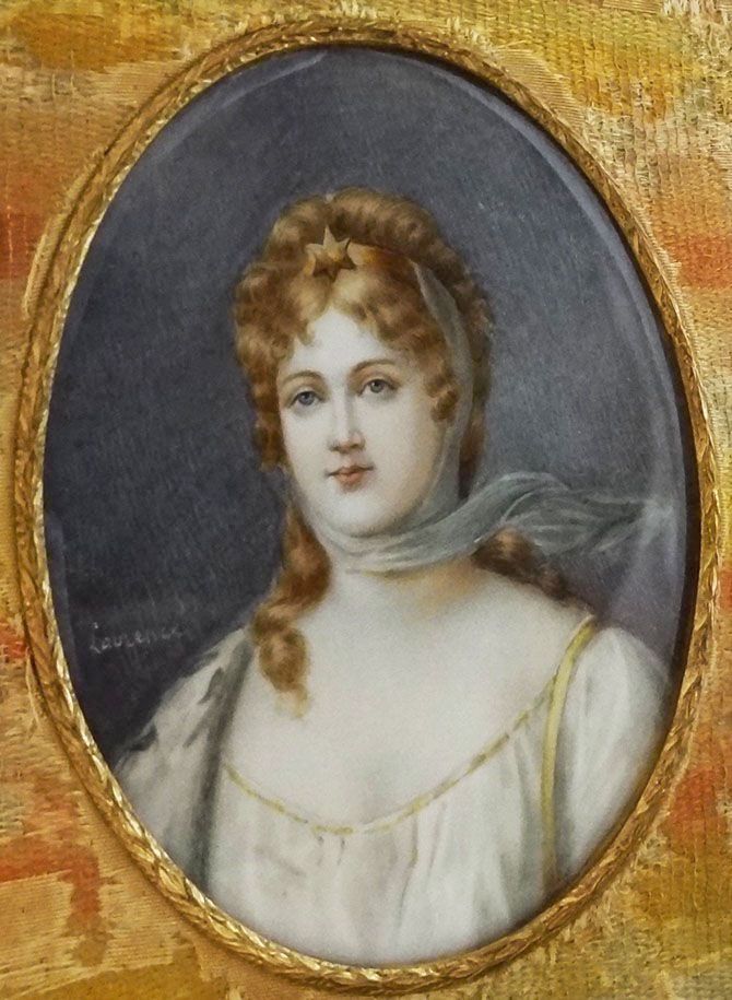 Miniature Portrait Queen Louise of Prussia signed Laurence in Bronze Frame - c. 19th Century, France Miniature Portrait Queen Louise of Prussia signed Laurence in Bronze Frame - c. 19th Century, France