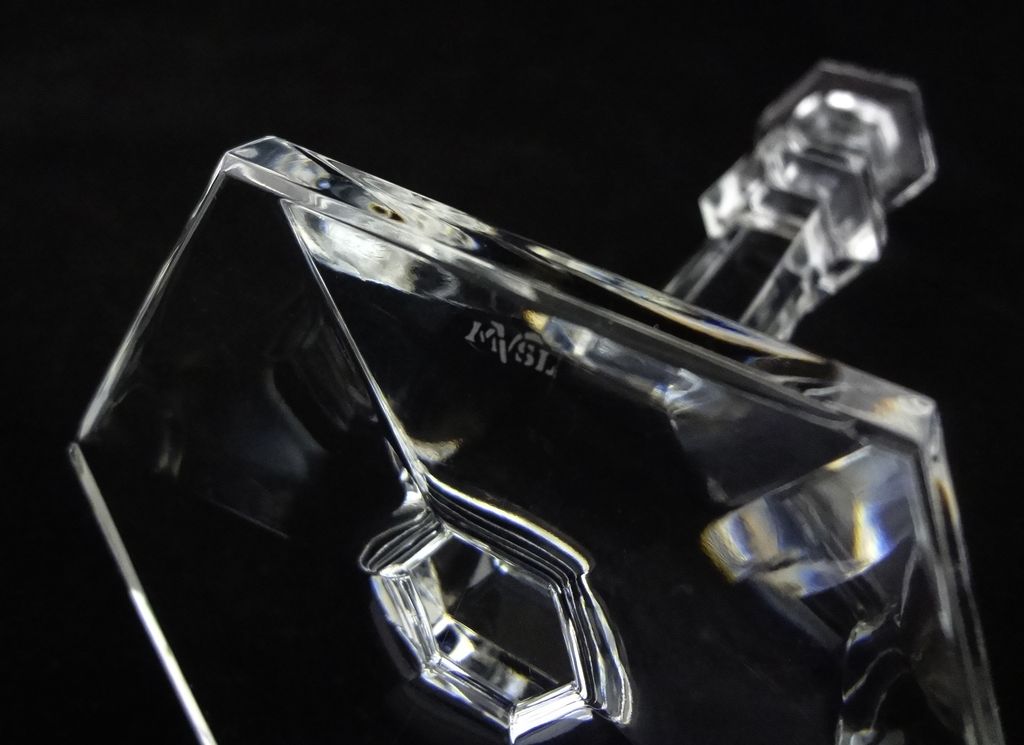 Pair Signed Val St. Lambert Crystal Candlesticks - 20th Century, Belgium Pair Signed Val St. Lambert Crystal Candlesticks - 20th Century, Belgium