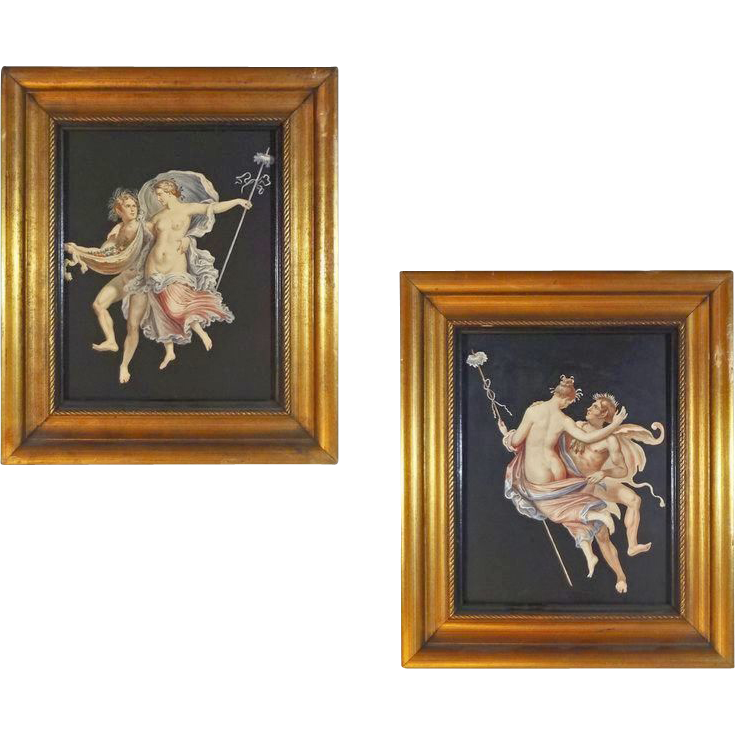 Pair Satyr and Maenad Engravings after Pompeii / Herculaneum Paintings - c.1800, Naples Pair Satyr and Maenad Engravings after Pompeii / Herculaneum Paintings - c.1800, Naples