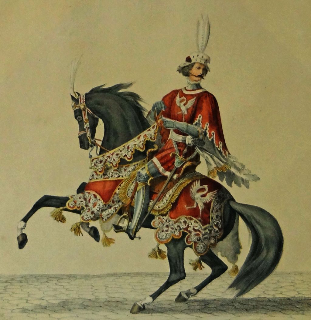 Pair Medieval Mounted Swiss Officers Graf Von Greyerz and Hans Waldmann Color Lithographs Pair Medieval Mounted Swiss Officers Graf Von Greyerz and Hans Waldmann Color Lithographs