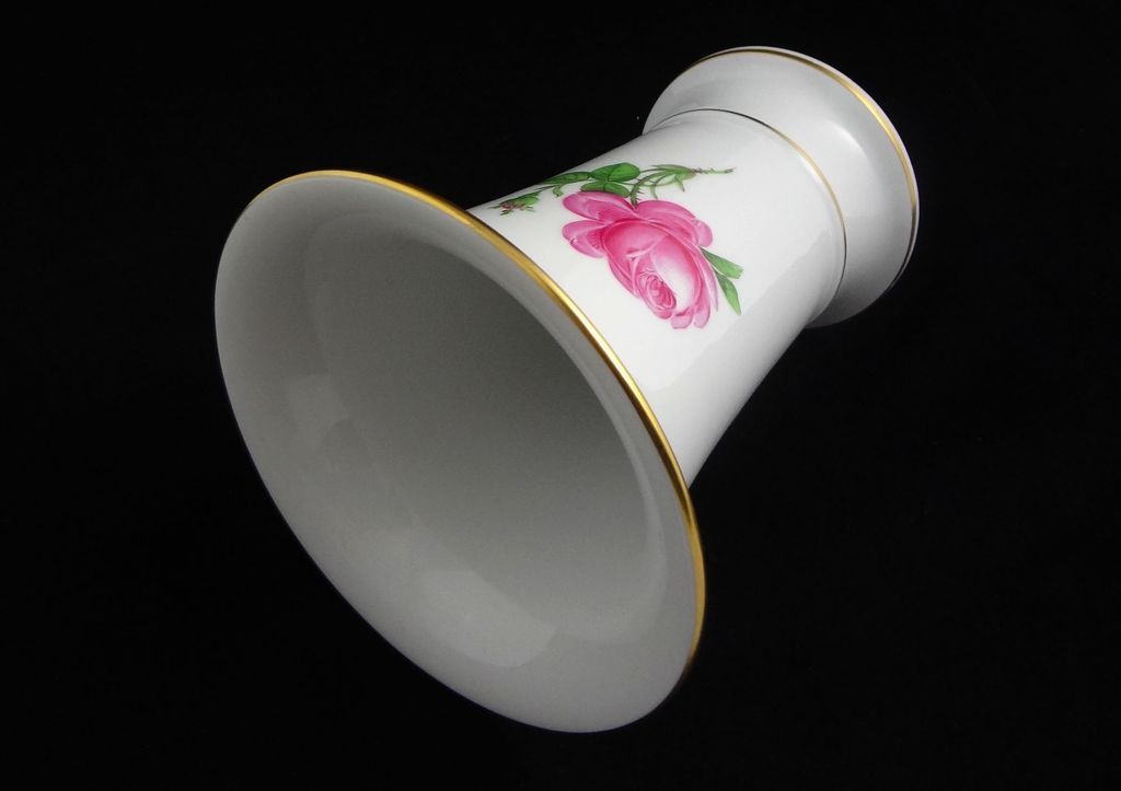 Meissen Large Pink Rose Porcelain Vase Crossed Swords Mark - 20th Century, Germany Meissen Large Pink Rose Porcelain Vase Crossed Swords Mark - 20th Century, Germany