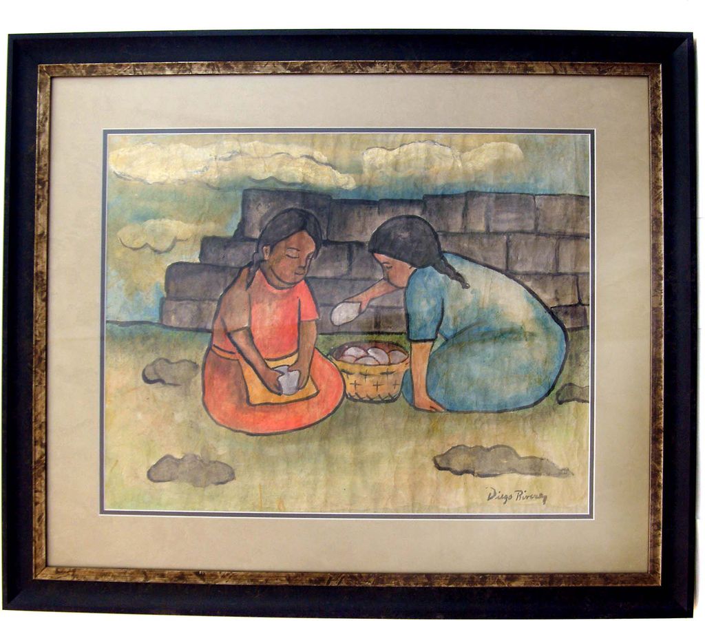 Original Gouache Signed Diego Rivera Original Gouache Signed Diego Rivera