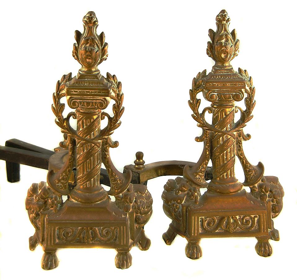 Ornate French Bronze Andirons Ornate French Bronze Andirons