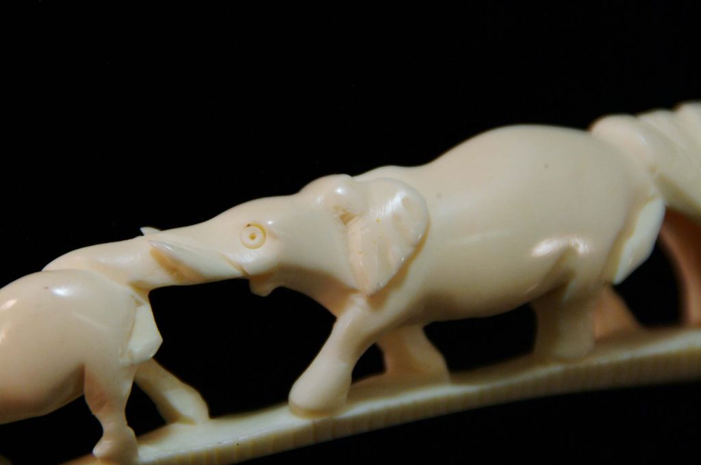 Small African Carved Ivory Tusk Small African Carved Ivory Tusk