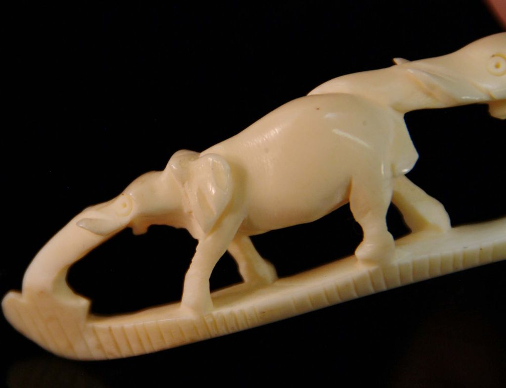 Small African Carved Ivory Tusk Small African Carved Ivory Tusk
