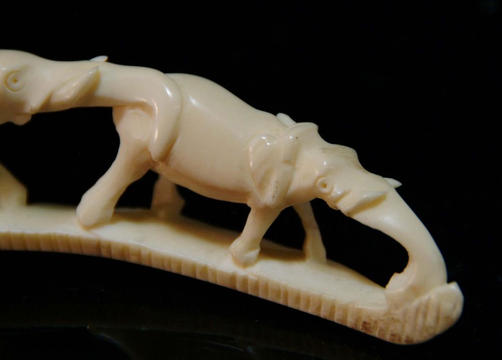 Small African Carved Ivory Tusk Small African Carved Ivory Tusk