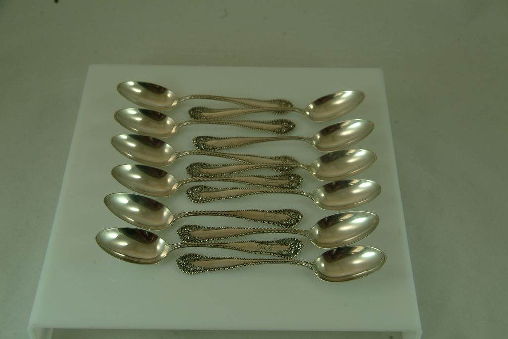 Silver Spoon Holder with Twelve Spoons Silver Spoon Holder with Twelve Spoons