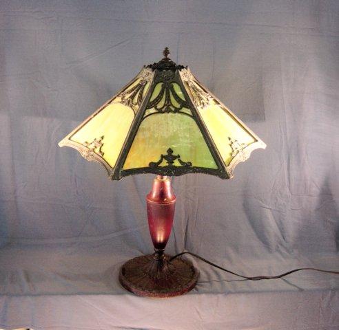 Antique Art Glass Lamp 5 Panels In Roman Deco Styling Antique Art Glass Lamp 5 Panels In Roman Deco Styling