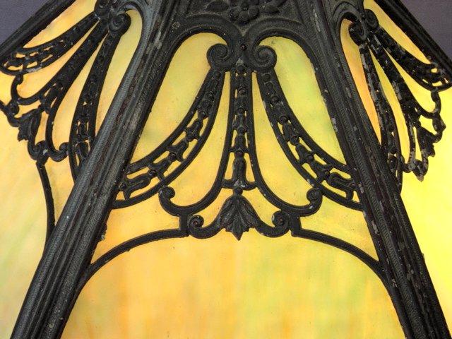 Antique Art Glass Lamp 5 Panels In Roman Deco Styling Antique Art Glass Lamp 5 Panels In Roman Deco Styling