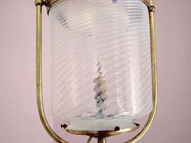 Antique Rare 1860's Solid Brass Hanging Pendant Gas Fixture/Opalescent Shade Antique Rare 1860's Solid Brass Hanging Pendant Gas Fixture/Opalescent Shade