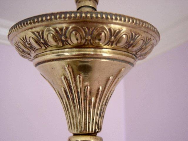 Antique Rare 1860's Solid Brass Hanging Pendant Gas Fixture/Opalescent Shade Antique Rare 1860's Solid Brass Hanging Pendant Gas Fixture/Opalescent Shade