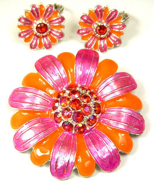 Enamel Flower Brooch