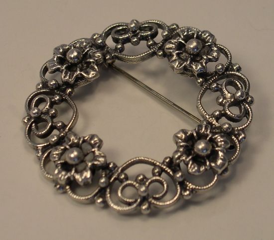Danecraft Sterling "Hearts and Flowers" Wreath Pin Danecraft Sterling "Hearts and Flowers" Wreath Pin