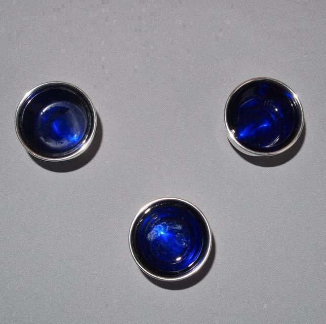 Set of 3 Sterling and Cobalt Salt Cellars Set of 3 Sterling and Cobalt Salt Cellars