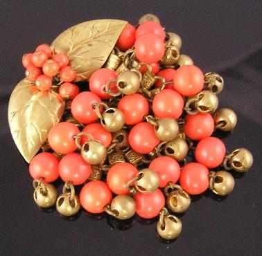 Unsigned Miriam Haskell Leaves & Beads Brooch – Book Piece Unsigned Miriam Haskell Leaves & Beads Brooch – Book Piece