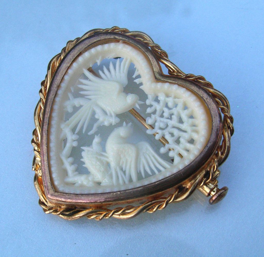 Art Deco French Ivory Love Birds on Branch Brooch Art Deco French Ivory Love Birds on Branch Brooch