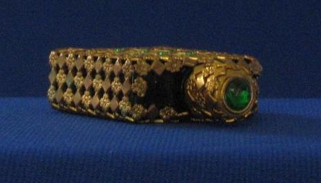 Filigree Perfume Bottle With Green Jewel On Top Filigree Perfume Bottle With Green Jewel On Top