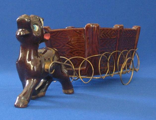 Red Ware Donkey Pulling a Cart Planter Red Ware Donkey Pulling a Cart Planter