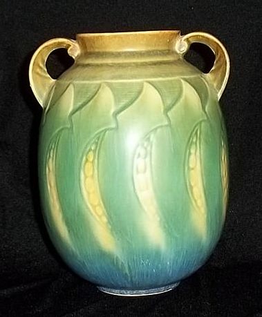 Roseville Pottery Falline Two Handled Vase With Original Label Roseville Pottery Falline Two Handled Vase With Original Label