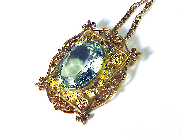 MUSEUM-WORTHY Georgian 20 Ct. Aquamarine/20k Pendant on 18k Chain, 1820! MUSEUM-WORTHY Georgian 20 Ct. Aquamarine/20k Pendant on 18k Chain, 1820!