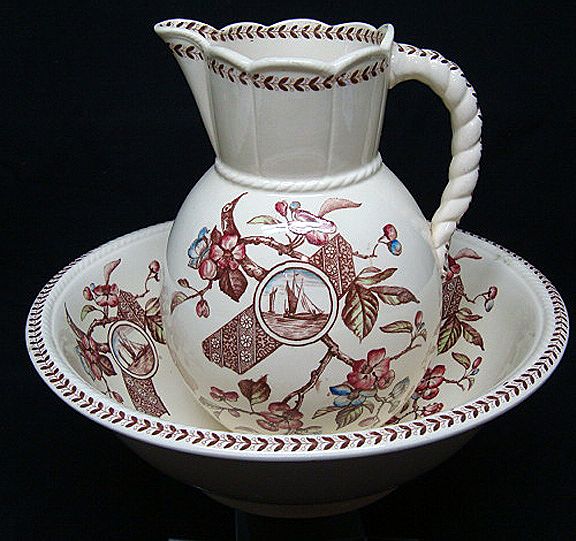 Polychrome Basin & Jug ~ GORDON 1892 Polychrome Basin & Jug ~ GORDON 1892