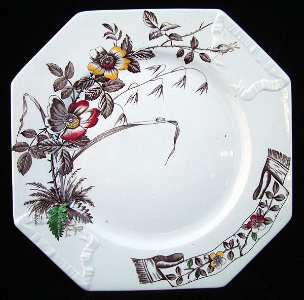 Polychrome Brown Transfer Master Cookie Plate ~ LADYBUG 1890 Polychrome Brown Transfer Master Cookie Plate ~ LADYBUG 1890