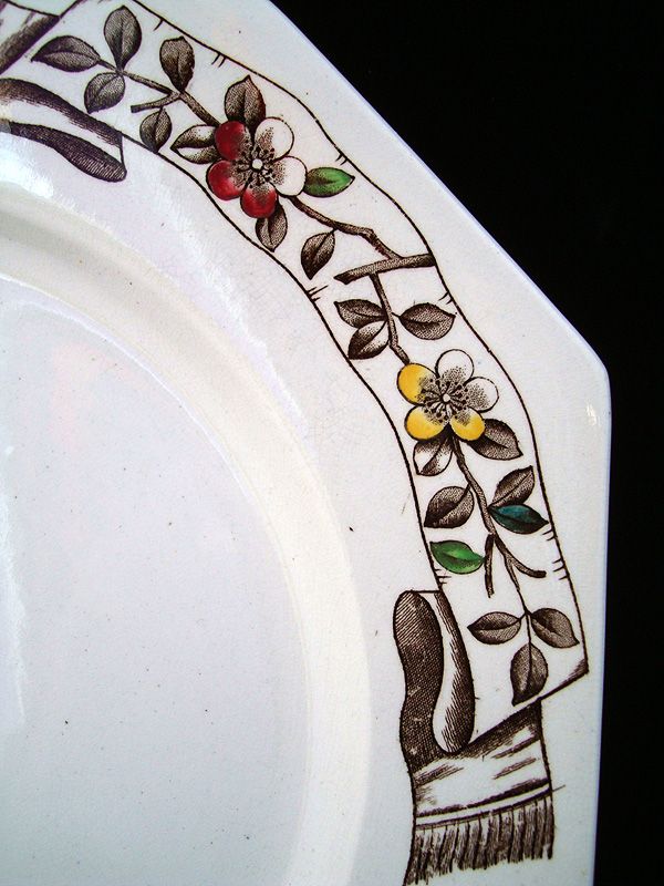 Polychrome Brown Transfer Master Cookie Plate ~ LADYBUG 1890 Polychrome Brown Transfer Master Cookie Plate ~ LADYBUG 1890