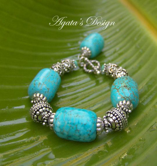 Turquoise Stones Sterling Silver Bracelet Turquoise Stones Sterling Silver Bracelet
