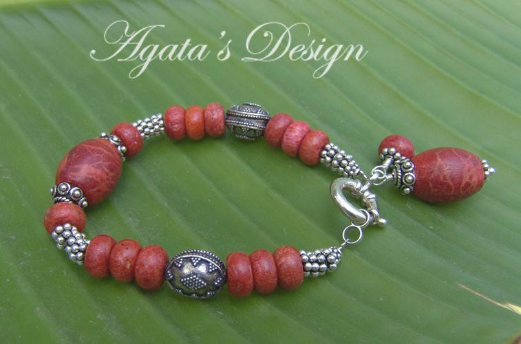 Red Coral Sterling Silver Bracelet Red Coral Sterling Silver Bracelet