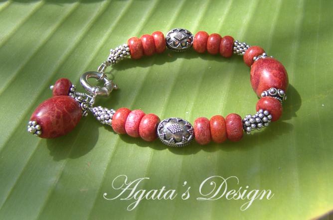 Red Coral Sterling Silver Bracelet Red Coral Sterling Silver Bracelet