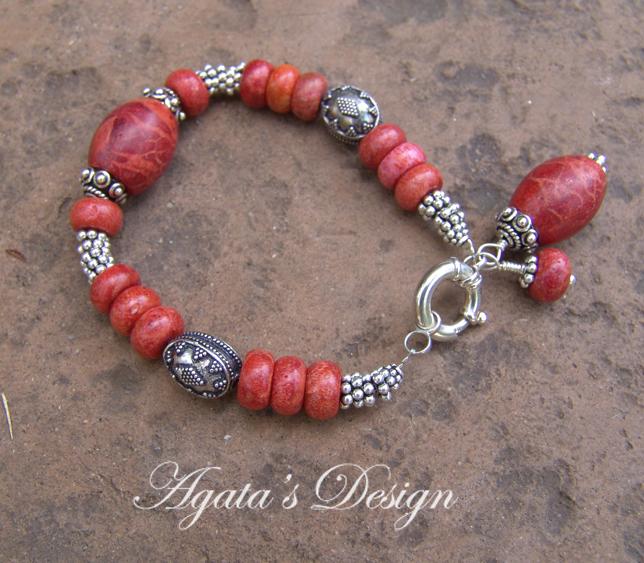 Red Coral Sterling Silver Bracelet Red Coral Sterling Silver Bracelet