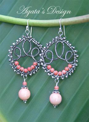 Angel Skin Coral Sterling Silver Coiled Earrings Angel Skin Coral Sterling Silver Coiled Earrings