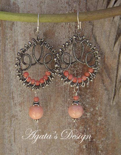 Angel Skin Coral Sterling Silver Coiled Earrings Angel Skin Coral Sterling Silver Coiled Earrings