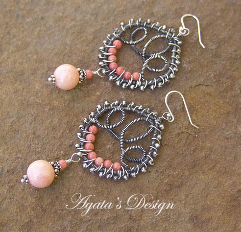 Angel Skin Coral Sterling Silver Coiled Earrings Angel Skin Coral Sterling Silver Coiled Earrings