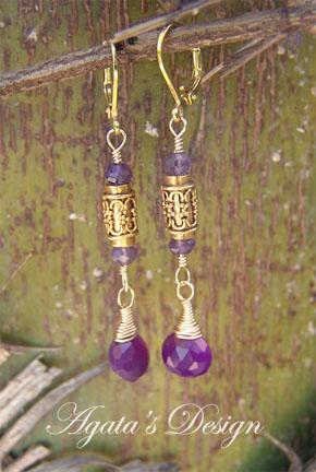 Amethyst 14 K Gold Filled 22 K Vermeil Gold Earrings Amethyst 14 K Gold Filled 22 K Vermeil Gold Earrings