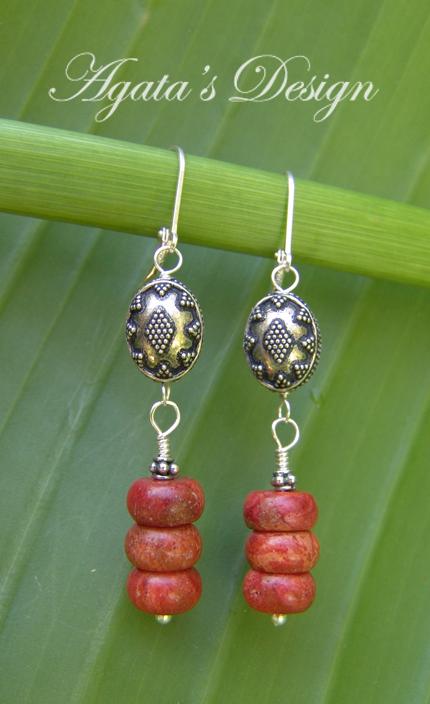 Red Coral Sterling Silver Earrings Red Coral Sterling Silver Earrings