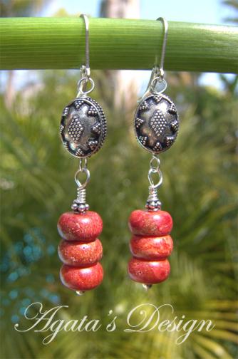 Red Coral Sterling Silver Earrings Red Coral Sterling Silver Earrings