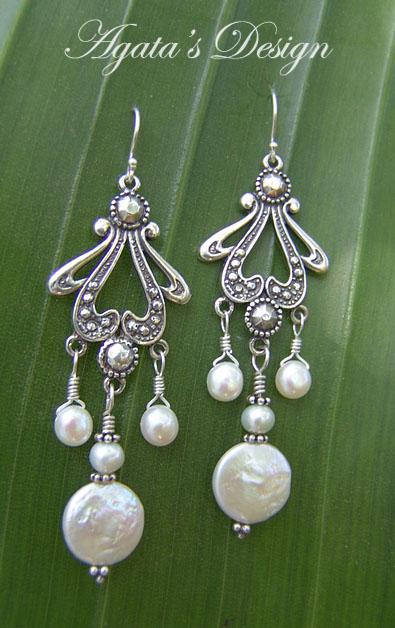 White Freshwater Pearls Sterling Silver Earrings White Freshwater Pearls Sterling Silver Earrings