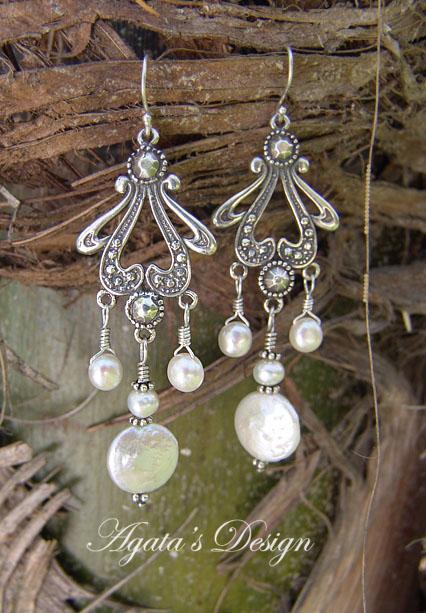 White Freshwater Pearls Sterling Silver Earrings White Freshwater Pearls Sterling Silver Earrings