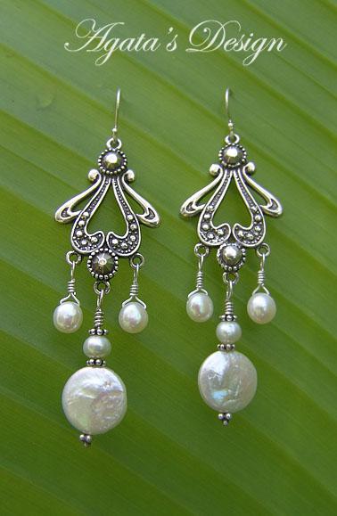 White Freshwater Pearls Sterling Silver Earrings White Freshwater Pearls Sterling Silver Earrings