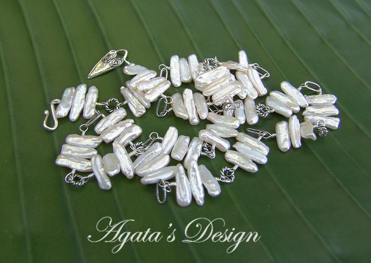 White Freshwater Keshi Pearls Sterling Silver Lariat White Freshwater Keshi Pearls Sterling Silver Lariat