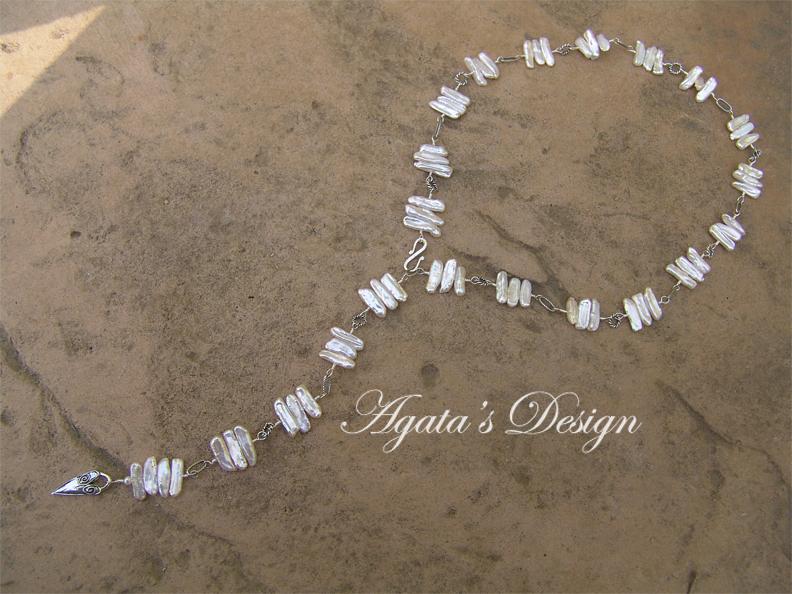 White Freshwater Keshi Pearls Sterling Silver Lariat White Freshwater Keshi Pearls Sterling Silver Lariat