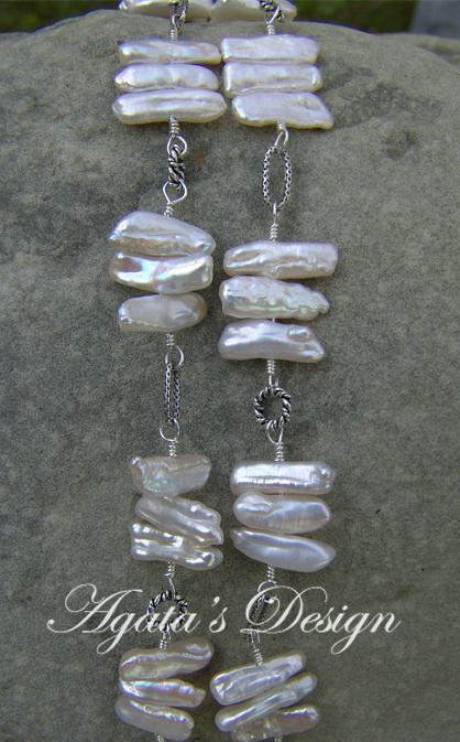 White Freshwater Keshi Pearls Sterling Silver Lariat White Freshwater Keshi Pearls Sterling Silver Lariat
