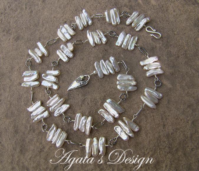 White Freshwater Keshi Pearls Sterling Silver Lariat White Freshwater Keshi Pearls Sterling Silver Lariat
