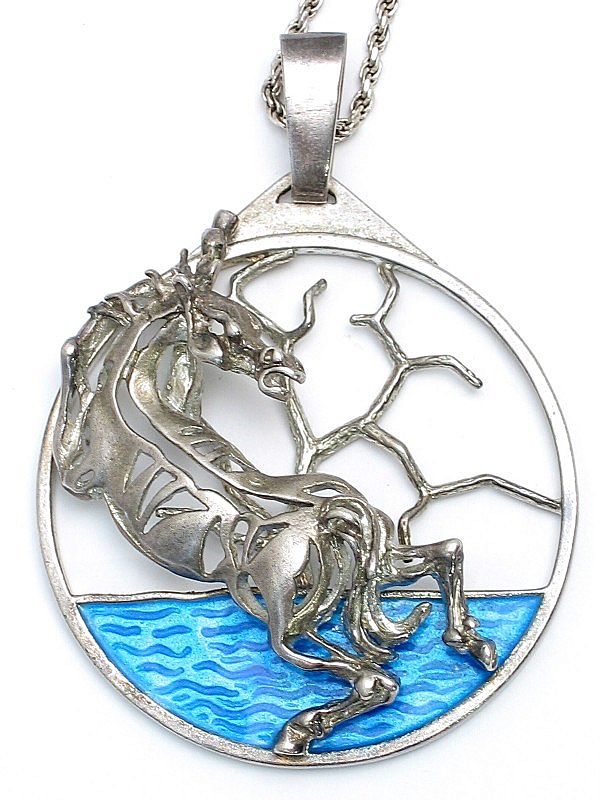 Unoaerre Italian Sterling Enamel Necklace Unoaerre Italian Sterling Enamel Necklace