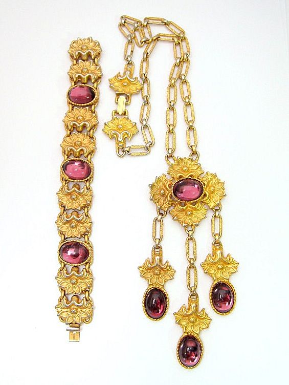 Amethyst Cabochon Lotus Blossom Demi Parure Amethyst Cabochon Lotus Blossom Demi Parure